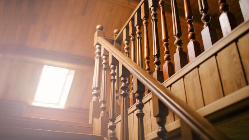 Close-up of Stained Wood Railings